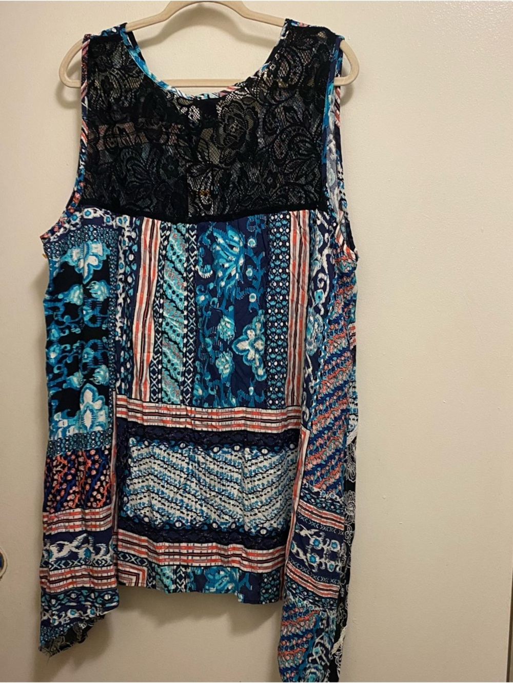 Stoosh Womens Boho Tank Top 3X 3XL Bust 54” Blue Black White Print New NWT $49 - Picture 7 of 10